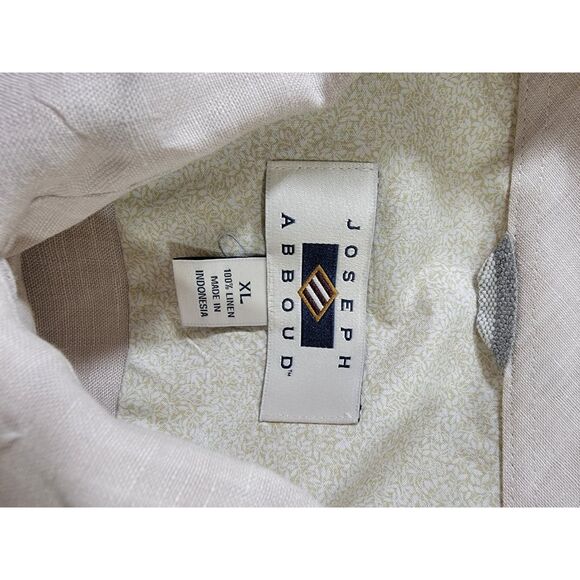Joseph Abboud Men's Beige 100% Linen Long Sleeve Button Shirt - XL - Picture 6 of 7